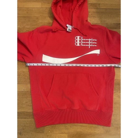 Champion Hoodie Mens Medium Red Reverse Weave Coca Cola Sweatshirt Adult **‎ - Picture 3 of 9